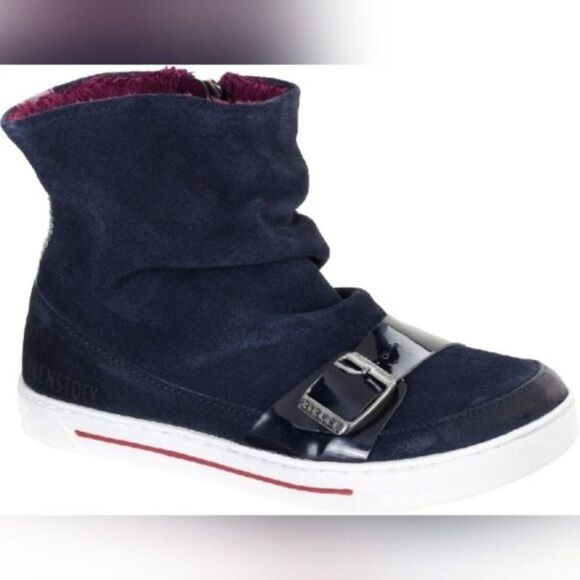 BIRKENSTOCK - Kids Ballina Suede Leather Strap Buckle Faux Fur Lined Bo…